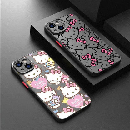 Adorable Cartoon Kitty iPhone Matt Lux Case