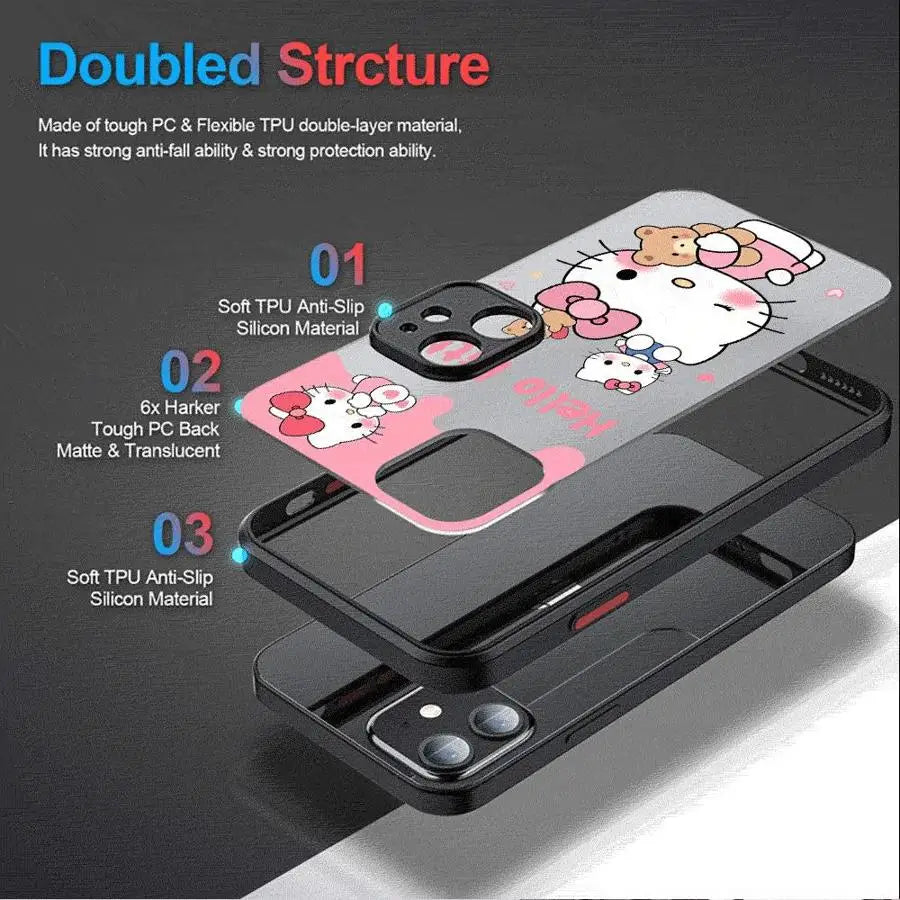 Adorable Cartoon Kitty iPhone Matt Lux Case