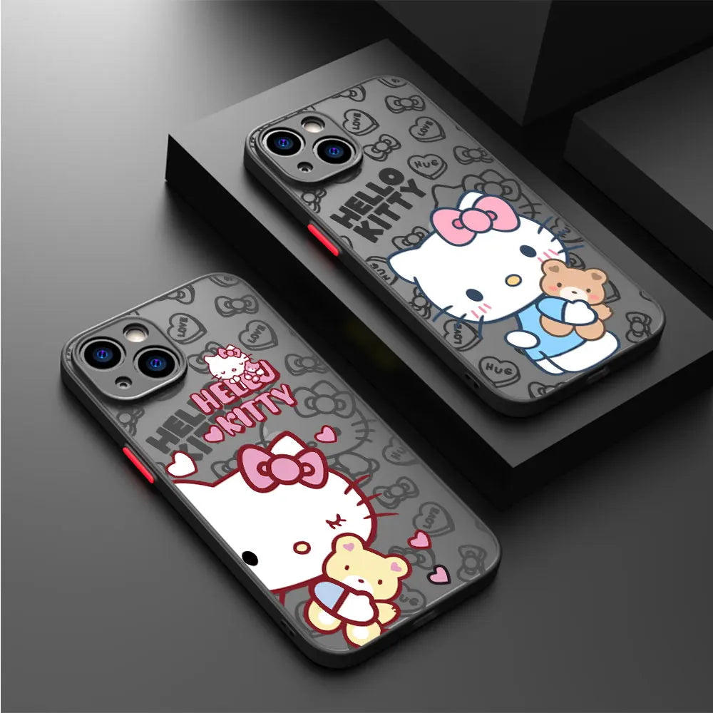 Charming Cartoon Kitty iPhone Matt Lux Case